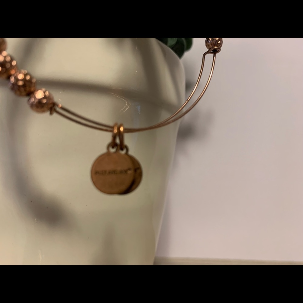 Beautiful Alex & Ani Rafaelian Rose Gold Texted Ball Expandable Bangle - Picture 8 of 9